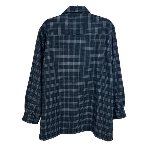 Firethorn Vintage Plaid Wool Blend Button Down Leather Trim Flannel Mens Medium - Picture 7 of 7